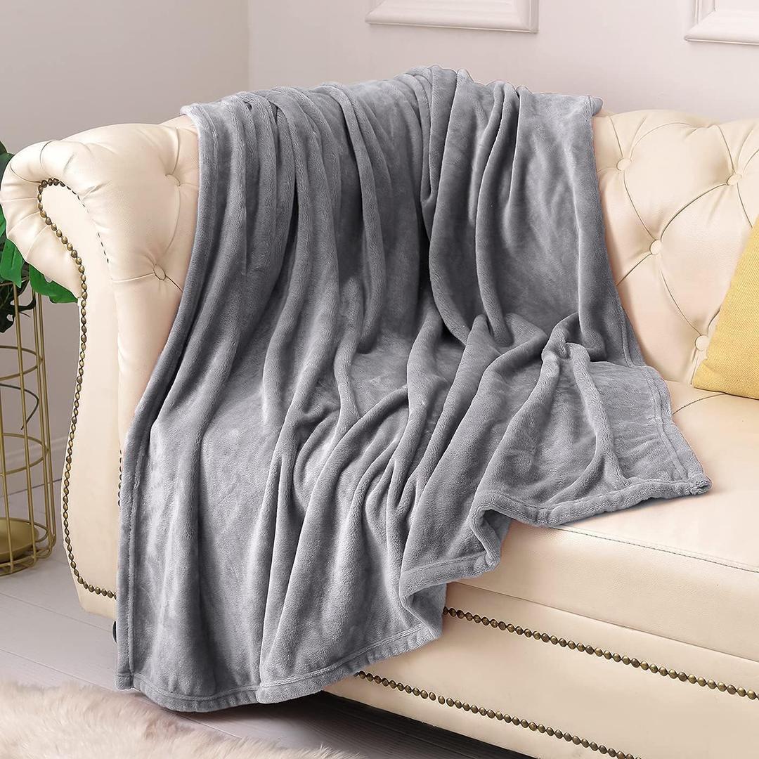 KMUSET Fleece Blanket Twin Size Gray Lightweight Throw Blanket Super Soft Cozy Microfiber Blanket Factory Shop 60x80