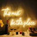 43x9 Inch Large This Must Be The Place Neon Sign with Remote Dimmer, Neon Lights Signs for Wall Decor, Neon Light This Must Be The Place for Bedroom, Office, Cafe, Bar, Weddings, Warm White