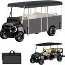 Golf Cart Cover Enclosure 4&6 Passenger, Golf Cart Cover for Yamaha Club Car EZGO, Waterproof 600D Oxford Rain Cover, Transparent Tail Light Panel, Foldable Door,4-Sided Clear Windows (Black)