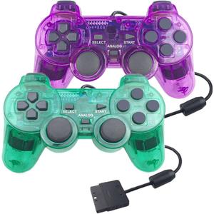 2 Pack P-S3 Wireless Controller P3 Controller Wireless Bluetooth Gamepad with USB Charger Cable for P-S3 Console (Clear Purple +Clear Green)