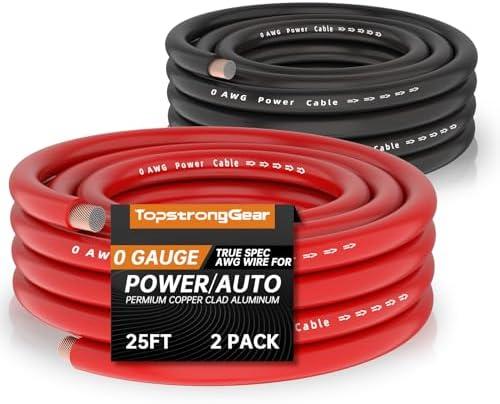 TOPSTRONGGEAR 0 Gauge 15ft Black and 15ft Red Power/Ground Wire True 0 AWG Power Wire-True Spec and Soft Touch Cable