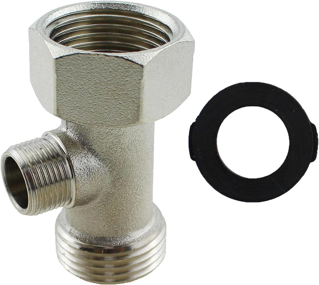 9 x TAODAN 7/8 x 7/8 x 3/8 inch Silver Copper Bidet T Adapter Toilet Faucet Diverter Hose Fitting Accessories