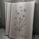 Framed Farmhouse Botanical Canvas Wall Art Set of 3, Large Minimalist Neutral Floral Line Artwork for Walls, Vintage Rustic Sketch Art Prints Panitings for Living Room Bedroom Kitchen, 24x36 Inch (Grey and Black)