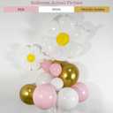 145PCS Pink White Gold Balloon Arch Garland Kit with Daisy Balloons for Winter Onederland Party Backdrop, Christmas Baby Shower, Girl Birthday Decoration, Baptism Arch, Bridal Shower