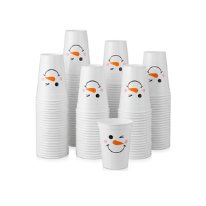 100 Sets Christmas Snowman Soup Kits for Classroom Coworker Exchange Gift 16 oz Plastic Christmas Snowman Marshmallow Cups with Soup Tags Clear Xmas Bag for Hot Cocoa Chocolate Winter