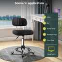 BFTOU Black Square Swivel Stool with Wheel for Work SPA Shop Massage Height-Adjustable and Cost-Effective Rolling Stool Chair with Back