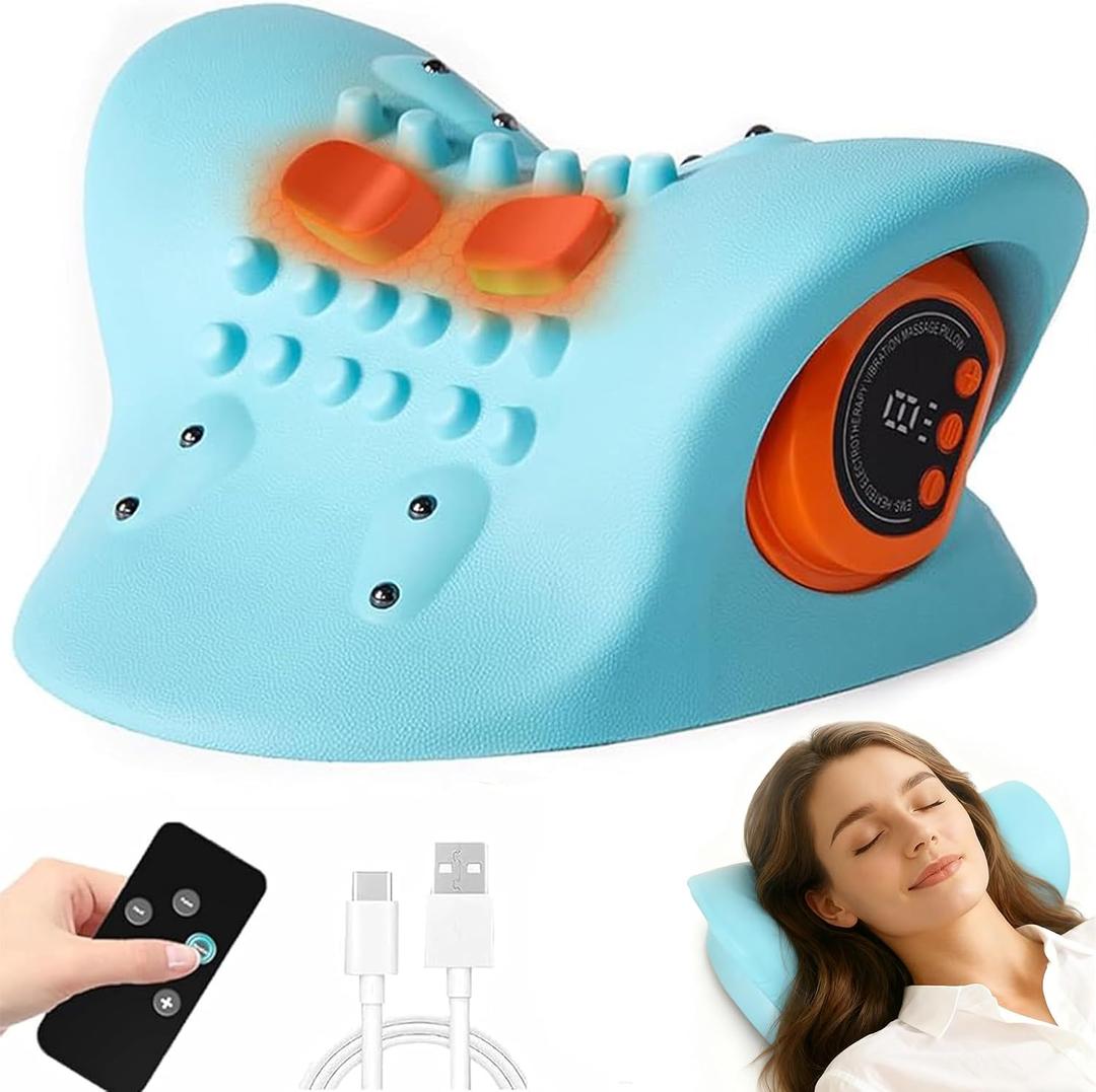 3-in-1 Neck Massager,Neck Massager Pillow with Heat,Pulse,Vibration,3 Modes Neck and Shoulder Massager for Relief Deep Tissue Relaxation,Shoulder,Back Comfort