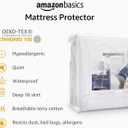 Amazon Basics Waterproof Breathable Mattress Protector, Queen Size, 18 inch Deep, Machine Washable, White