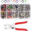 Snap Button Kit 100set, 9.5mm Snap Fasteners Kit with Pliers, Metal Snaps Kit with Tool, Five Claw Buckle Tool Set 10 Colors (Hollow 100set)