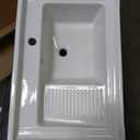 Freestanding Laundry Utility Sink, 28.3" x 19" x 32.3" Ceramic Utility Sink with Washboard Set with Bracket and Drain Kit for Laundry Room, Utility Room, Garage, Basement, Outdoor and Indoor