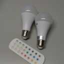 2-Pack A19 Rechargeable Light Bulbs with Remote, 15 Colors Shift + Dimmable Battery Operated Detachable LED Bulbs with 3 Timer, Wireless Emergency Puck Light Bulb for Lamps Wall Sconce, Non-Hardwired