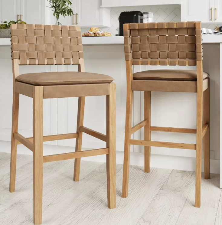 Nathan James Set of 2 Cohen Faux Leather Barstool Brown