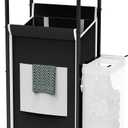 Laundry Hamper with Lid,Rolling Laundry Basket with Wheels,Metal Frame Sorter with Top Shelf and Removable Launddry Bags,Large Laundry organizer for Room, Bathroom, Bedroom (Black)