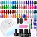 JEWHITENY 45PCS Gel Nail Polish Kit with U V Light LED Nail Lamp 40 Colors Set Manicure Nail Gel Kit