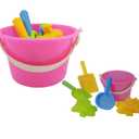 Beach Bucket Toy Set 9PC Set 1 Bucket, 2 Shovels, 1 Rake, 5 Sand Molds, Pack of 2