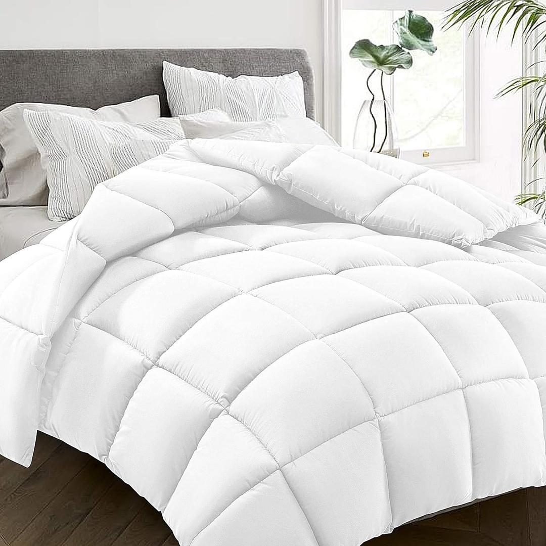 HYLEORY All Season Full Size Bed Comforter - Cooling Down Alternative Quilted Duvet Insert with Corner Tabs - Winter Warm - Machine Washable