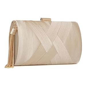 Wytidian Clutch Purses for Women Formal Evening Clutch Purse Shoulder Cross Body Bags for Wedding Party Handbag with Tassel (Champagne Gold)