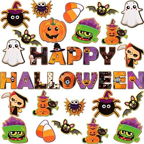 Marspark 68 Piece Halloween Decoration Set - Pumpkin Spider Bat Ghost Cutouts