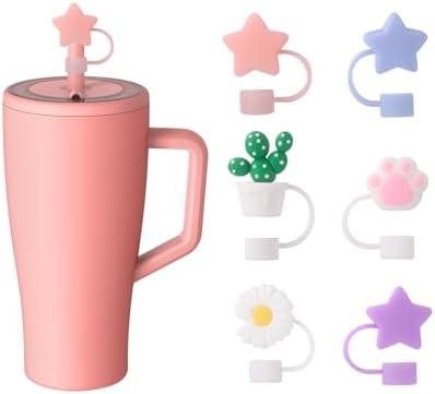 KEUYE Straw Compatible With Brumate 30oz & 40oz, Adjustable Silicone Era Straw Cover, 4PCS Colorful Straws (Star)