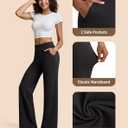 Womens Stretchy Yoga Dress Pants Pockets High Waist Straight Leg Work Trousers Pull On Business Casual Slacks (Black, S)