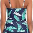 Tempt Me Two Piece Tankini Set Tummy Control Swimsuit for Women High Neck Top with Bottom Bathing Suits Ruched Swimwear (Blue, M)