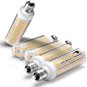 JDE11 Led Bulbs 120V 100W Halogen Candelabra Bulbs Equiva Dimmable,T3 T4 Mini Base JD E11 Bulb,4000K Natural White 10W 1000LM E11 for Chandeliers,Candelabra,Ceiling Fan, Table Cabinet Lighting,5Pack