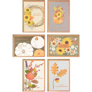 Hallmark Thanksgiving Cards Assortment, Thankful (36 Assorted Cards with Envelopes) (4" x 6", Thankful, Fall Designs)