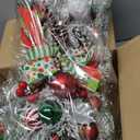 Daifunli 2 Pack Christmas Teardrop Swags with Lights 24" Prelit Christmas Stairway Elf Swag with Bow Red and Green Ball Battery Operated Swag for Xmas Stairs Indoor Outdoor Front Door Decorations