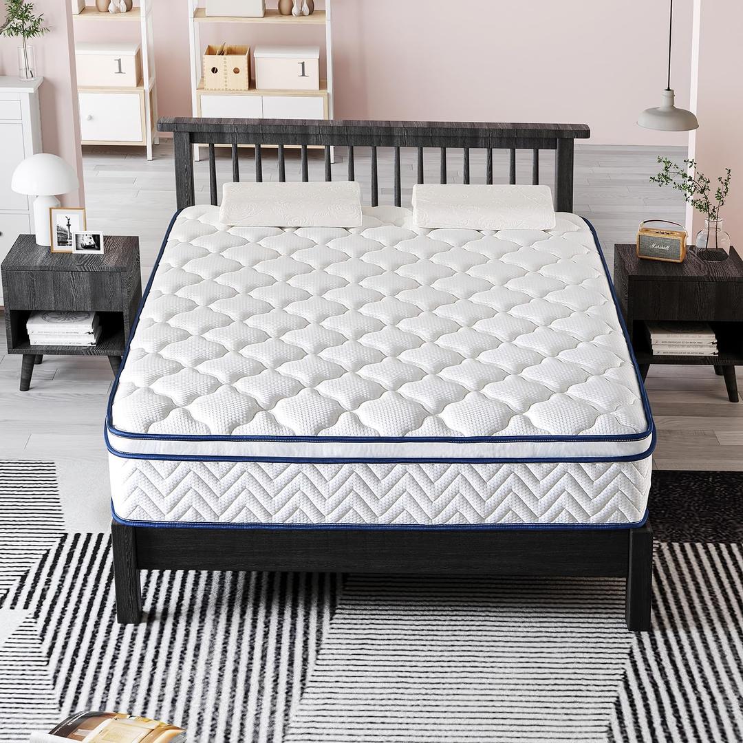 Sweet Feeling Full Size Mattress, 12 Inch Hybrid Mattress in a Box, Memory Foam Individually Wrapped Pocket Coils Innerspring Pressure Relief, Medium Firm - CertiPUR-US Certified, Fiberglass-Free, 54x75 Inches