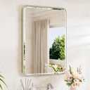 TETOTE Brushed Nickel Mirror 20 x 30 Beveled Edge Tempered Glass, Rounded Corner Rectangle Bathroom Mirror for Over Sink for Modern Bathroom, Living Room, Bedroom, Entryway