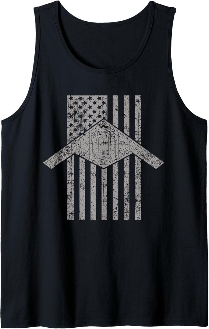 B-21 Raider Stealth Bomber Patriotic Vintage Flag , Aviation Tank Top 2XL