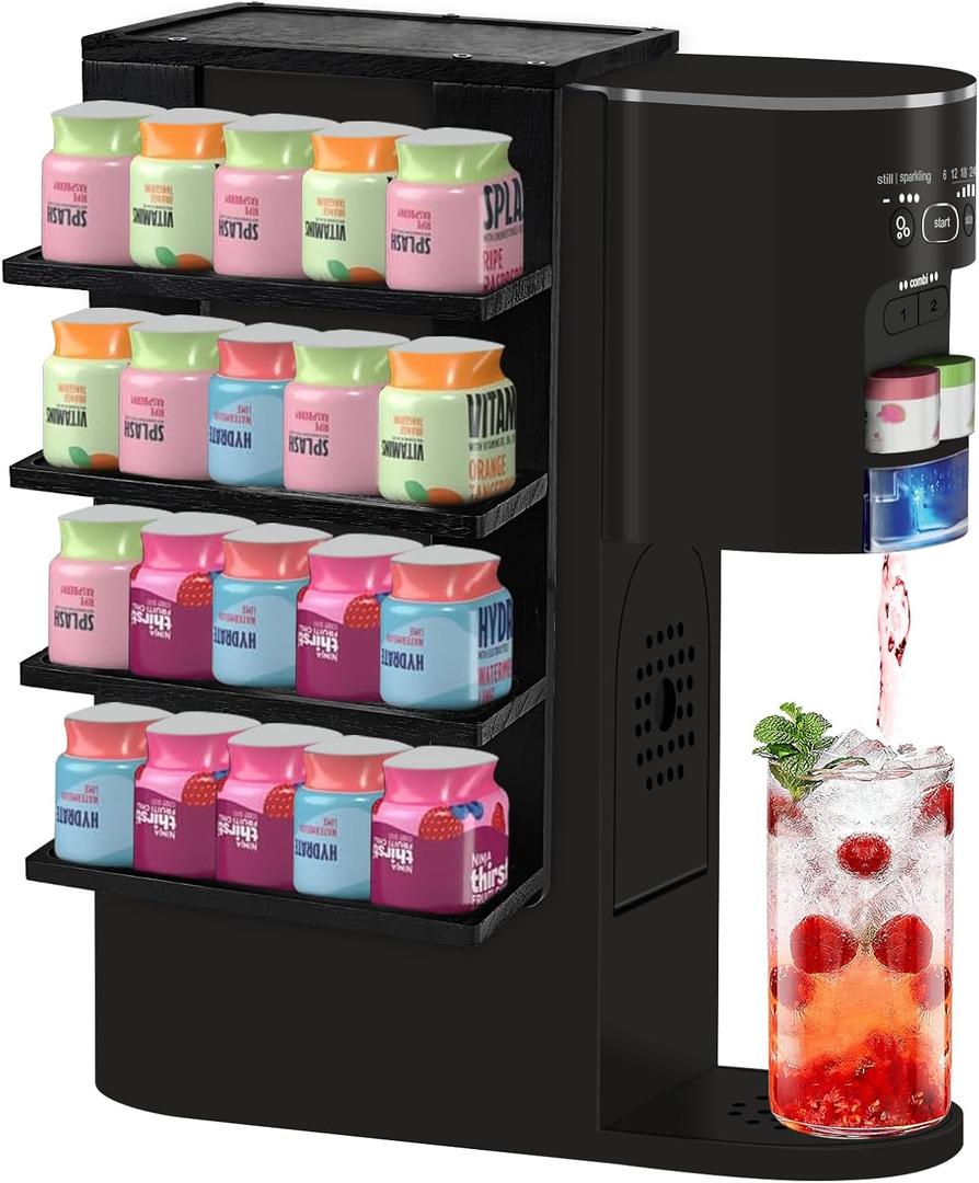Flavor Storage Holder Compatible With Ninja Thirsti,for Ninja Thirsti Flavored Pods Water Drops Storage Holder Organizer Side-mounted 4-tier Shelf for Counter Small Space,Holds 20 Flavore Water Drops