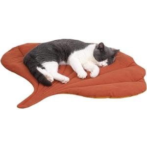 Cat Mattress Leaf Shape Cat Nest Cat and Dog Double-Sided Available Floor Mat Cover Pad Warm and Comfortable Cartoon Cat Bed Indoor Warm Accessories (Ginkgo Leaves)