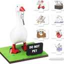 Magnetic Goose Key Holder Cute Statue Resin Goose Statue with Wooden Base Writable Sign Chalk for New Apartment Housewarming Gift Office Table Desk Home Decor (Cute Quotes,11 Pcs)