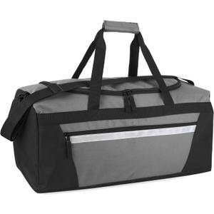 40 Liter, 22 Inch Reflective Duffle Bag with Shoulder Strap for Men, Women, Travel (Grey)