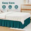 Vocander Jade Teal Queen Size Bed Skirt 18 Inch Drop, Elastic Wrap Around Dust Ruffle Bed Skirting Easy to Install, Adjustable Tailored Bedskirts Fade & Wrinkle Resistant