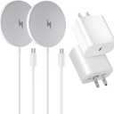 2 Pack Compatible with Apple MagSafe Charger, 15W Magnetic Wireless Charger Pad with USB C Fast Charging Blocks for iPhone 15/14/13/12 Series AirPods 3/2/Pro 2/Pro Mag-Safe Original Replacement