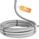 8FT Refrigerator Water Line Premium Stainless Steel Braided Ice Maker Water Hose with 1/4" Fittings for Refrigerator Ice Maker