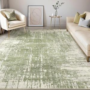 Kakania Abstract 10x14 Area Rugs for Living Room: Washable Rugs Green