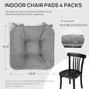 Love's cabin Memory Foam Chair Cushions Set of 4, 15.5"x15.5"x3.5" Indoor & Outdoor Seat Pads for Dining, Kitchen, Office, Patio Chairs - Grey