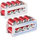 2 Pack Soda Can Organizer,Can Dispenser for Refrigerator Drink Storage Rack for Standard and Tall Can Pop Can Holders for Pantry Cabinet White