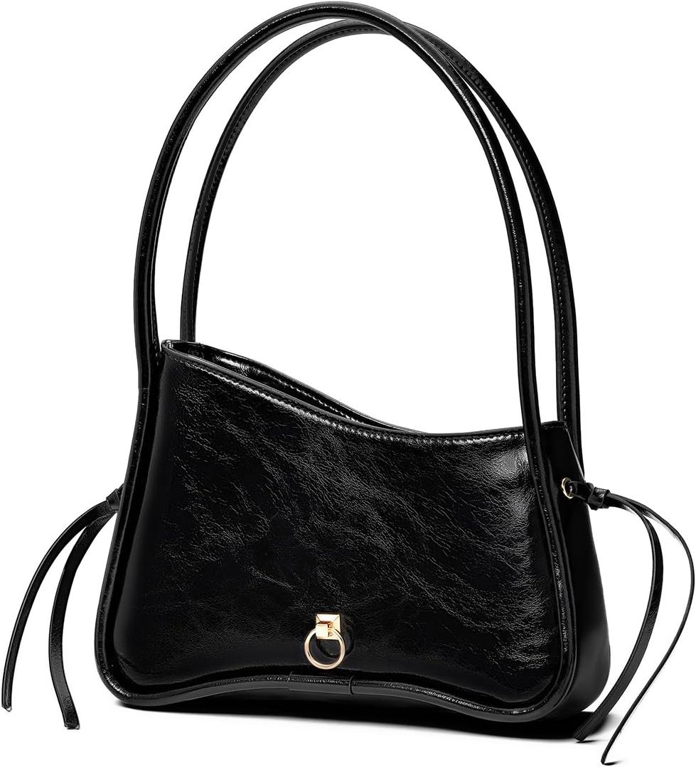 molshine Genuine Leather Crescent Handbag, Small Fashion Designed Top Handle Shoulder Handbag, Armpit Bag Clutch for Women Lady DLK0025