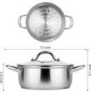Chefbee Stainless Steel Steamer Pot - 3.2QT Steamer for Cooking with Food Basket, Steaming Cooking Pot Kitchen Cookware for Vegetable, Food, Dumplings, Soup
