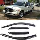 4pcs Window Visors Tape-On for 2002-2008 Dodge Ram 1500, 2003-2009 Ram 2500 & 3500 with Crew/Extended Cab Sun Rain Guard Side Window Wind Deflectors