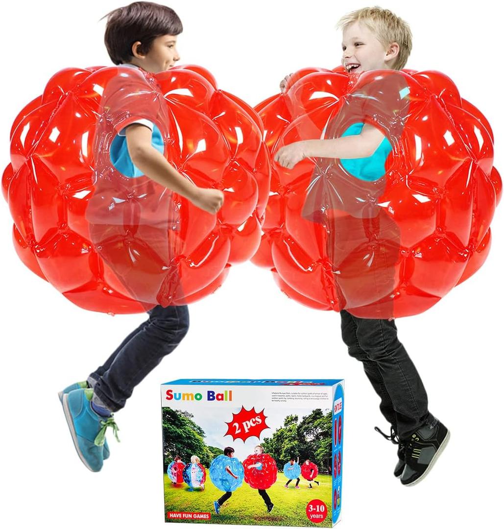 SUNSHINE-MALL 2 PC Kid Sumo Balls,Bumper Bounce Ball for Kids, Grass Ball for Child Outdoor Team Gaming Play.(60 cm,red+red)