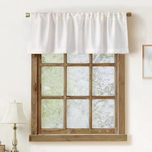 2 Pack Faux Linen Valance for Windows Kitchen Living Room Valances Rod Pocket Farmhouse Country Rustic Bathroom Small Window Treatment (54x15 inch, White)