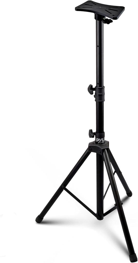Pyle Mount Holder Heavy Duty Rubber Capped Tripod, Adjustable Height from 36.2 x 58.0 inches, Locking Safety PIN and 35mm Compatible Insert, On-Stage or In-Studio Use - PSTND1 (Single)
