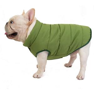 SMALLLEE_LUCKY_STORE Pet Fleece Lined Bomber Vest Jacket Down Coat for Bulldog Fat Dogs Winter Warm French Bulldog Clothes,Green Size XL
