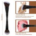 2 x Blush Brush, Dual-Ended Foundation Makeup Brush for Contouring, Blending, and Bronzing(Angled & Round), Angled Contoured for Flawless Face Foundation, Vegan & Cruelty-Free