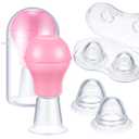 Frienda 4 Pieces Nipple Sucker Nipple Corrector Nipple Puller Women Breastfeeding Flat Inverted Nipple, Aspirator Nipples Retraction Nipples Silicone Cups for Mommy Girl (Pink)